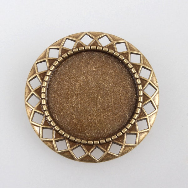 lot de 3 supports broche couleur bronze pour cabochon 25 mm