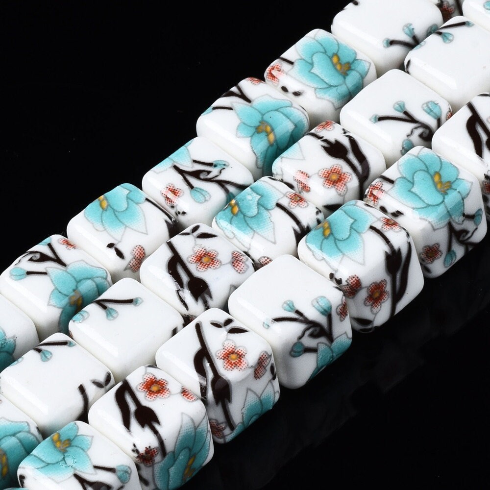 Lot De 10 Perles En Porcelaine Chinoise - Diamètre 9 Mm - Neuf