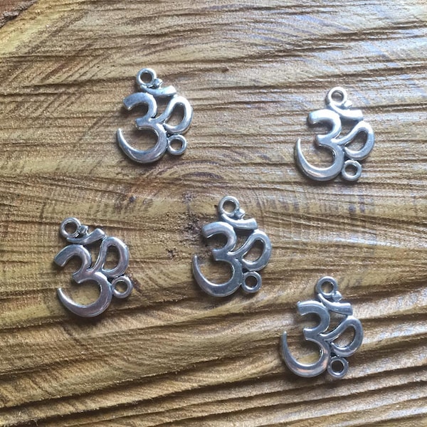 5 pendentifs Breloques connecteurs  OHM Mantra méditation yoga 21x18 mm sahasrara