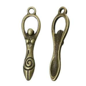 set of 4 Fertility Goddess Charm Pendants 33x8 mm