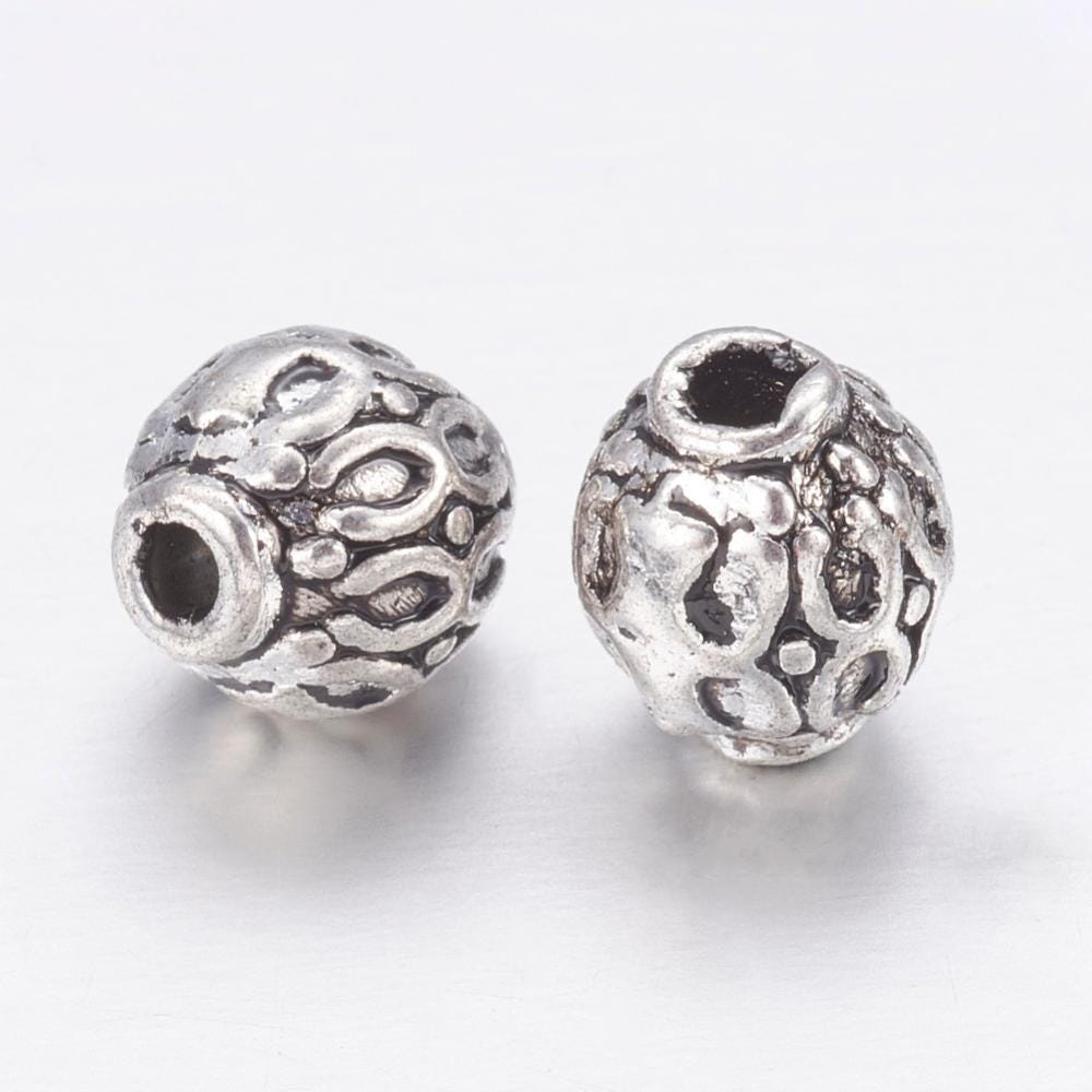 Lot De 25 Perles En Argent Tibétain 12 Mm - Neuf, Pour Création De Bijoux