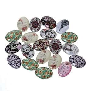 lot de 10 cabochons 25x18 mm " vintage "