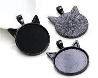 set of 5 cat pendants Support for 25 mm cabochon