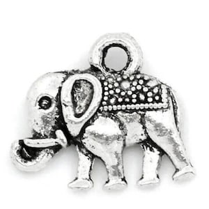 set of 5 elephant charm pendants 13x14 mm tibetan silver