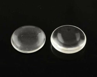 2 transparent round glass cabochons size 40 mm