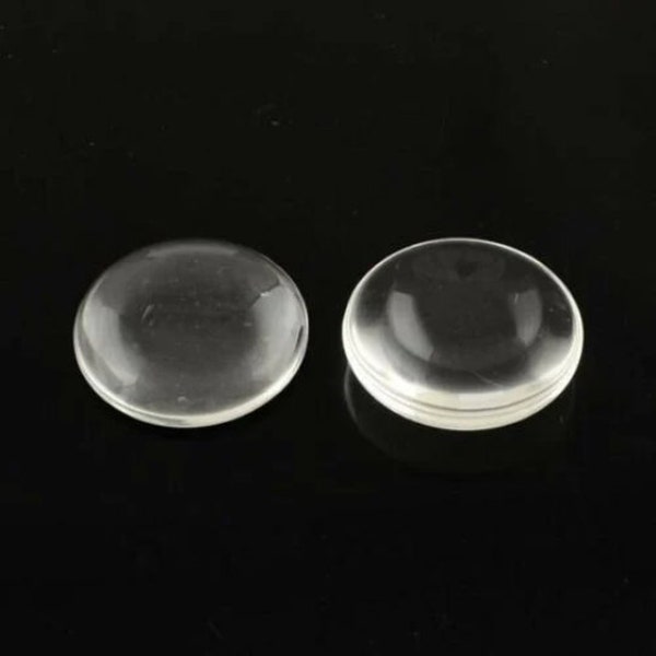 2 cabochons en verre ronds transparents dimension 40 mm