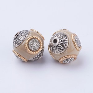 2 superb Indonesian beads in antique silver alloy 16x14 mm