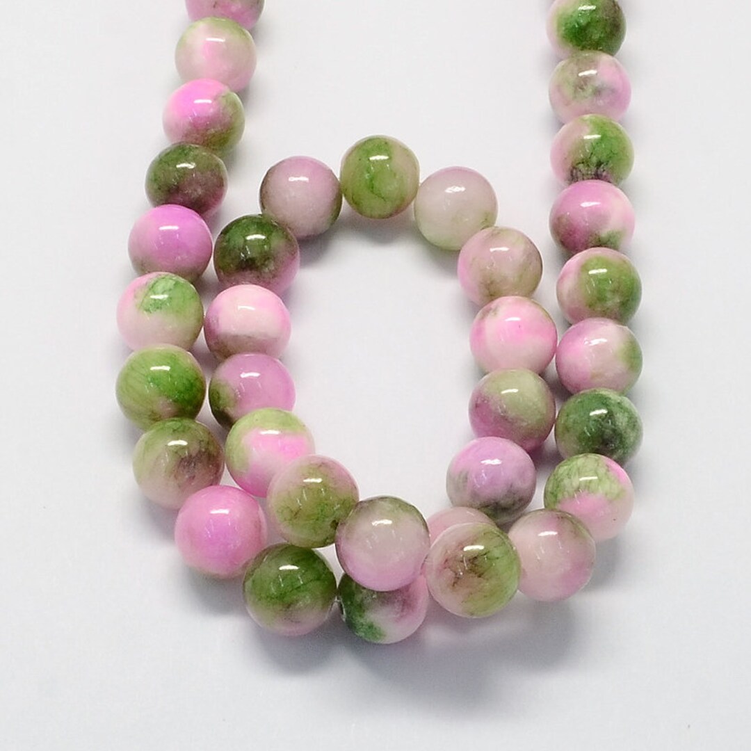 Lot De 24 Perles De Jade Naturelles - Diamètre 8 Mm - Neuf Pour Création Bijoux