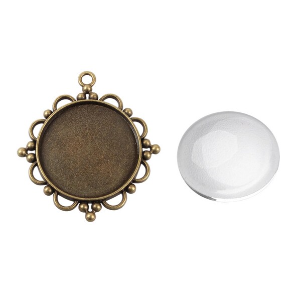 lot de 2 Pendentifs Support pour cabochon 30 mm