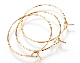 10 orecchini a cerchio in acciaio inossidabile placcato oro, anelli rotondi da 35 mm