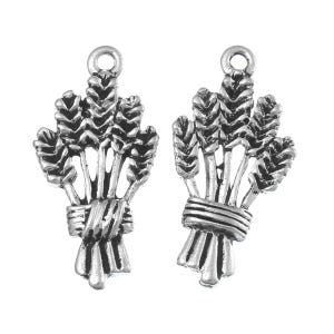 5 Tibetan silver wheat ear charms 25x13 mm