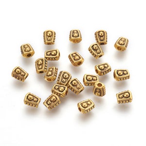 金メッキチベットシルバー 6x5 mm ビーズ 25 個ロット