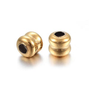 20 stainless steel beads 5x5 mm gold-plated
