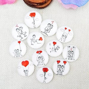lot de 10 cabochons 12 mm  amour