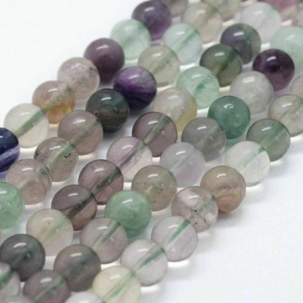 24 perles en fluorite naturelle 8 mm