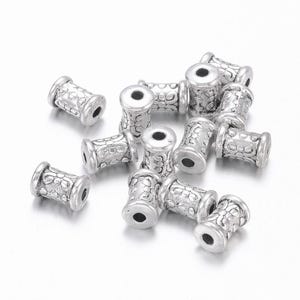 set of 20 8 mm tube beads in Tibetan silver