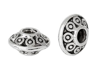 10 PIÈCES SIGNETS sirène ondulée perles d'argent tibétain avec boucle