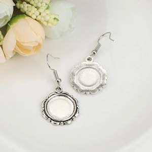 set di 10 supporti per orecchini in ottone per cabochon da 14 mm