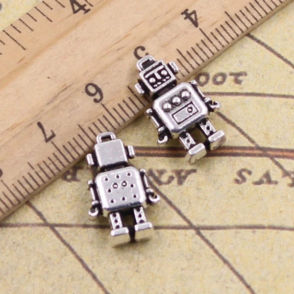 lot de 4 breloques "robots" en argent tibétain 17x12 mm