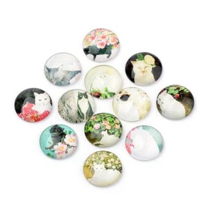 lot de 10 cabochons 12 mm " chat "