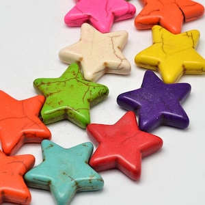 lot de 12 perles étoiles en howlite 12 mm