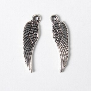 set of 5 &quot;wings&quot; charms 17x6 mm antique tibetan silver