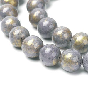lot of 30 beads 6 mm in mashan jade dyed with gold powder