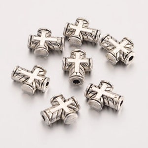 lot of 10 Tibetan silver beads 10x8x3 mm cross
