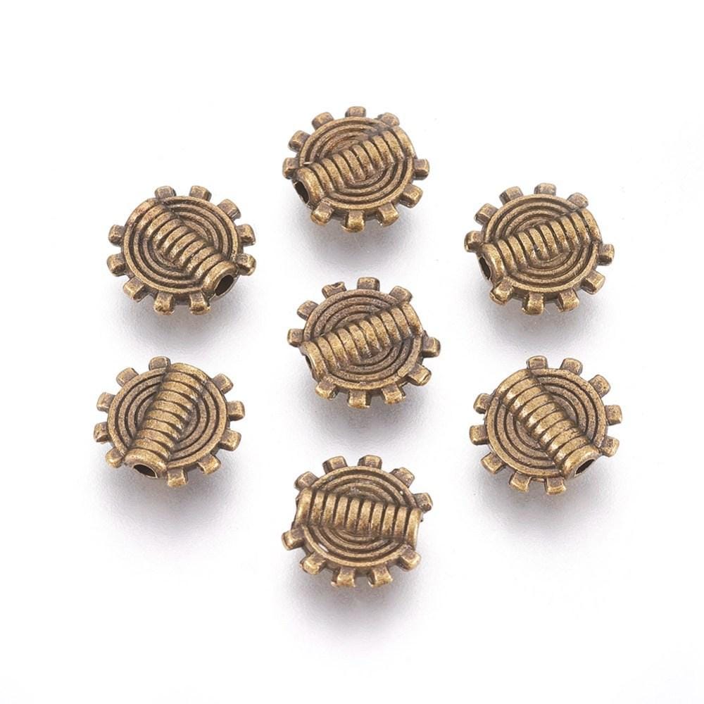 Lot De 25 Perles De Vitesse Entretoises En Argent Tibétain - Dimensions 10x8mm, Couleur Argenté, Neuf