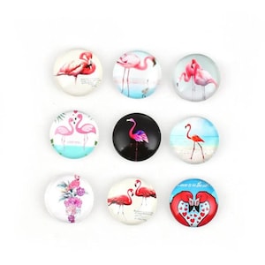 lot de 10 cabochons 14 mm flamingo