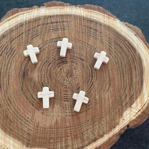 10 natural howlite beads 8x10 mm cross shape rosary