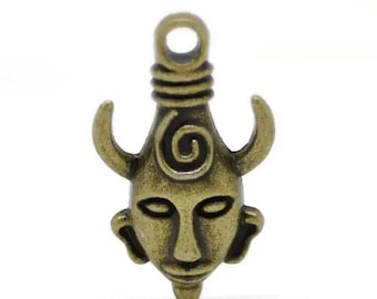 lot de 5 breloques pendentif masque africain 32x19 mm bronze