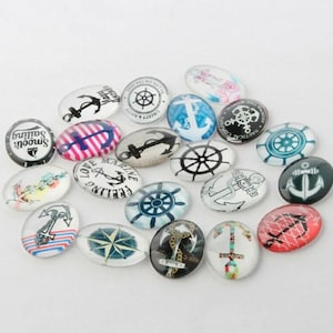 lot de 10 cabochons 25x18 mm " marin "