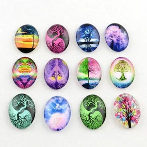 lot de 10 cabochons 25x18 mm " arbre de vie "
