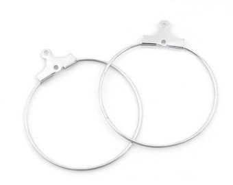 10 findings earring connector hoop rings stainless steel 30x26 mm