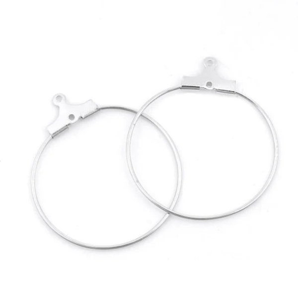 10 findings earring connector hoop rings stainless steel 25x20 mm
