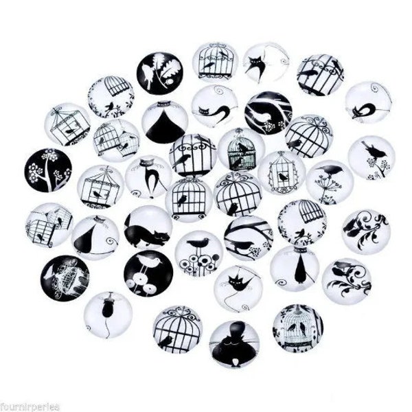 lot de 10 cabochons 12 mm  retro