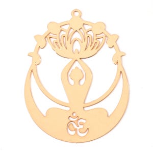 2 Edelstahl Filigrane Stempel Anhänger Yoga Omh 44x32 mm