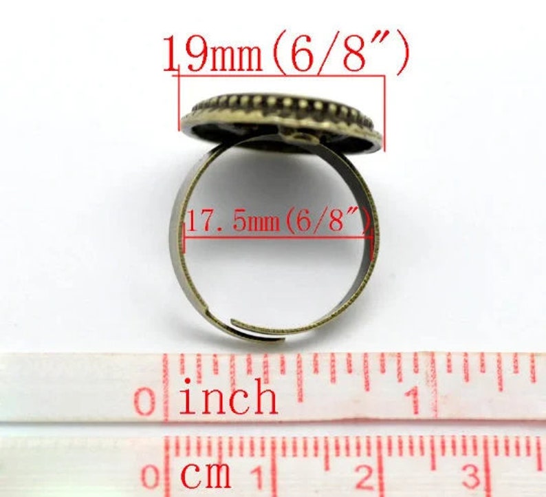 2 supports de bague réglable couleur bronze pour cabochon 13x18 mm image 3