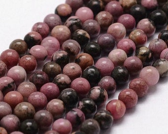 30 perles en rhodonite naturelle 6 mm