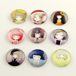 lot de 10 cabochons 18 mm kawai