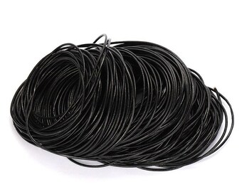 5 meters 3 mm shiny black waxed cowhide cord