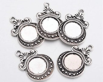 lot de 5 supports en argent tibétain pour cabochon 12 mm