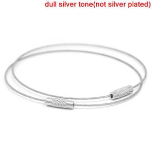 set of 5 semi-rigid cabled stainless steel bracelets with screw-on clasp