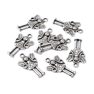 set of 5 Fairy charm pendants 25x15mm in Tibetan silver