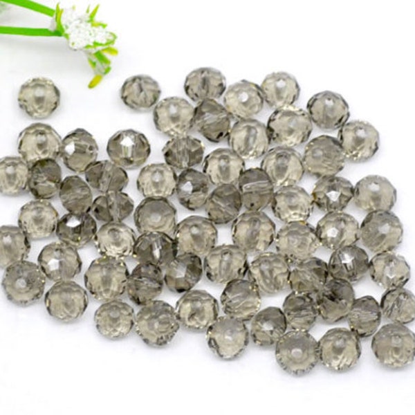 lot de 50 perles en cristal autrichien à facettes 4 mm gris fumé