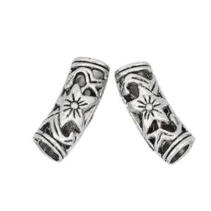 set of 5 tube beads 20x8 mm in Tibetan silver