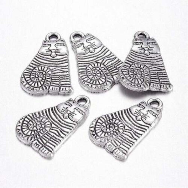 Lot de 3 breloques chat Argent Tibétain 21 x 13 mm