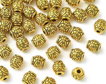 Lot von 25 tibetischen Silber-Fassperlen 6 mm