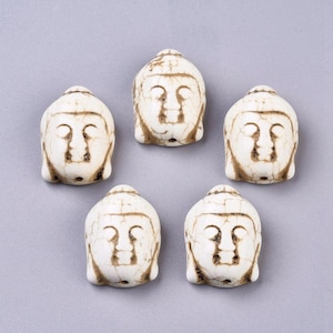 lot de 2 perles bouddha en howlite 28x20 mm